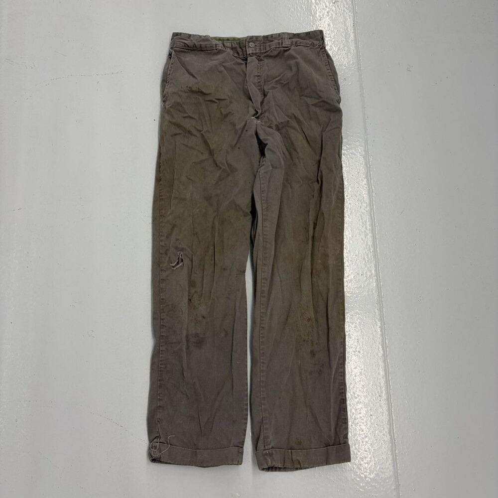 Vintage 60s Grey Sanforized Workwear Chinos 32x31